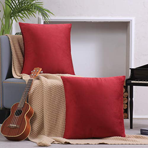 2 Pack Velvet Soft Soild Decorative Square Throw Pillow Covers Set Cushion Case